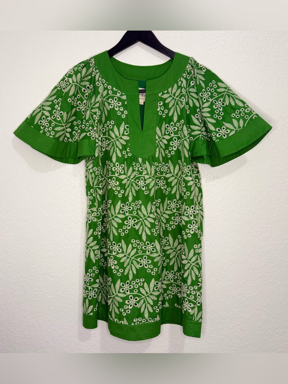 Umgee green floral eyelet mini dress Sz-Medium